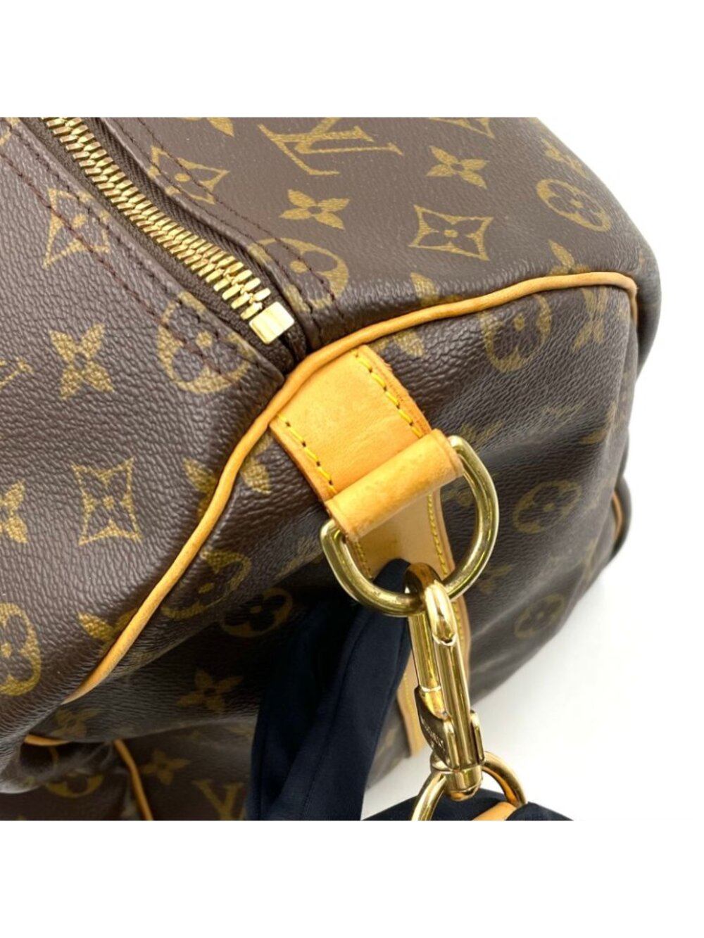 Louis Vuitton Keepall Bandouliere 50 Monogram Leather Brown Boston Bag Gold - Picture 11 of 15